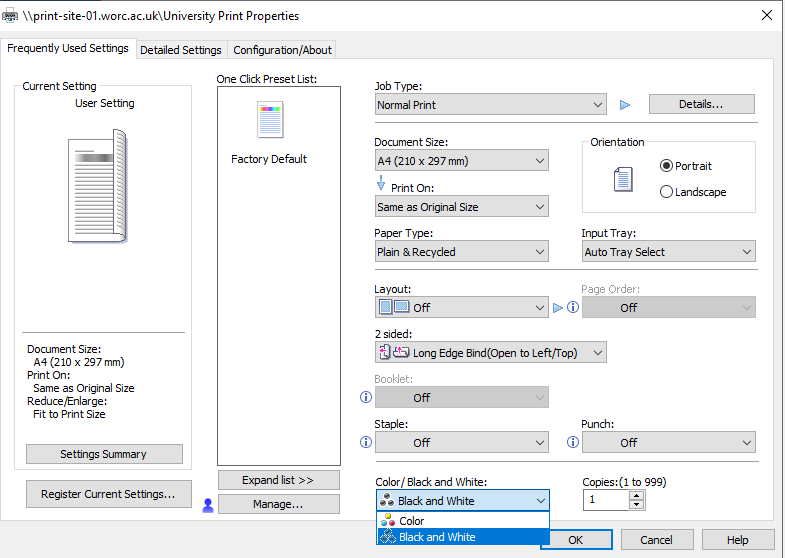 Printer properties image