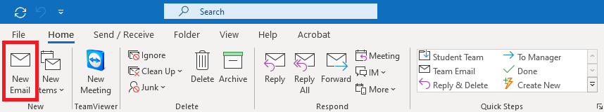 Image shows 'New Email' button highlighted in 
