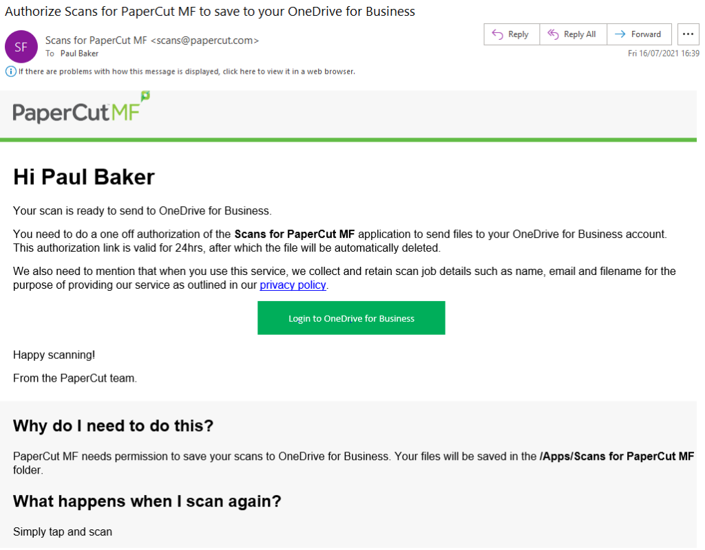 Papercut permissions email
