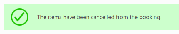 Screenshot of the booking cancellation confirmation 
